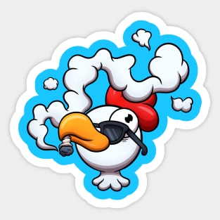 Chicken Face Smoking A Joint Sticker